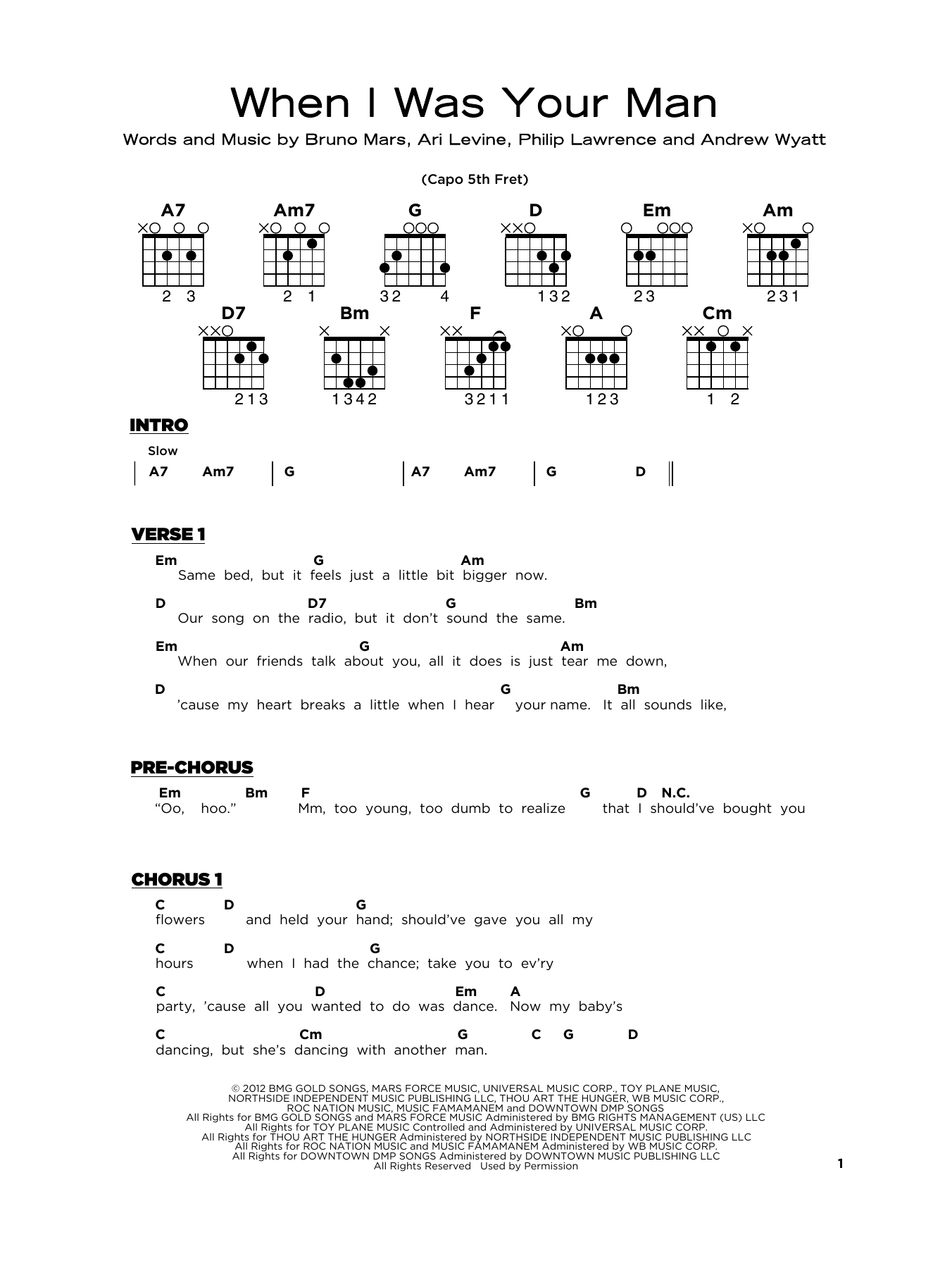 Product gallery: Page 1 of 1 When I Was Your Man, Bruno Mars