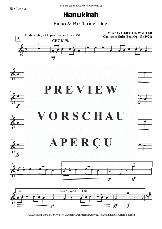Produktgalerie: Seite 5 von 6 Hanukkah, , Klarinette in B und Klavier
