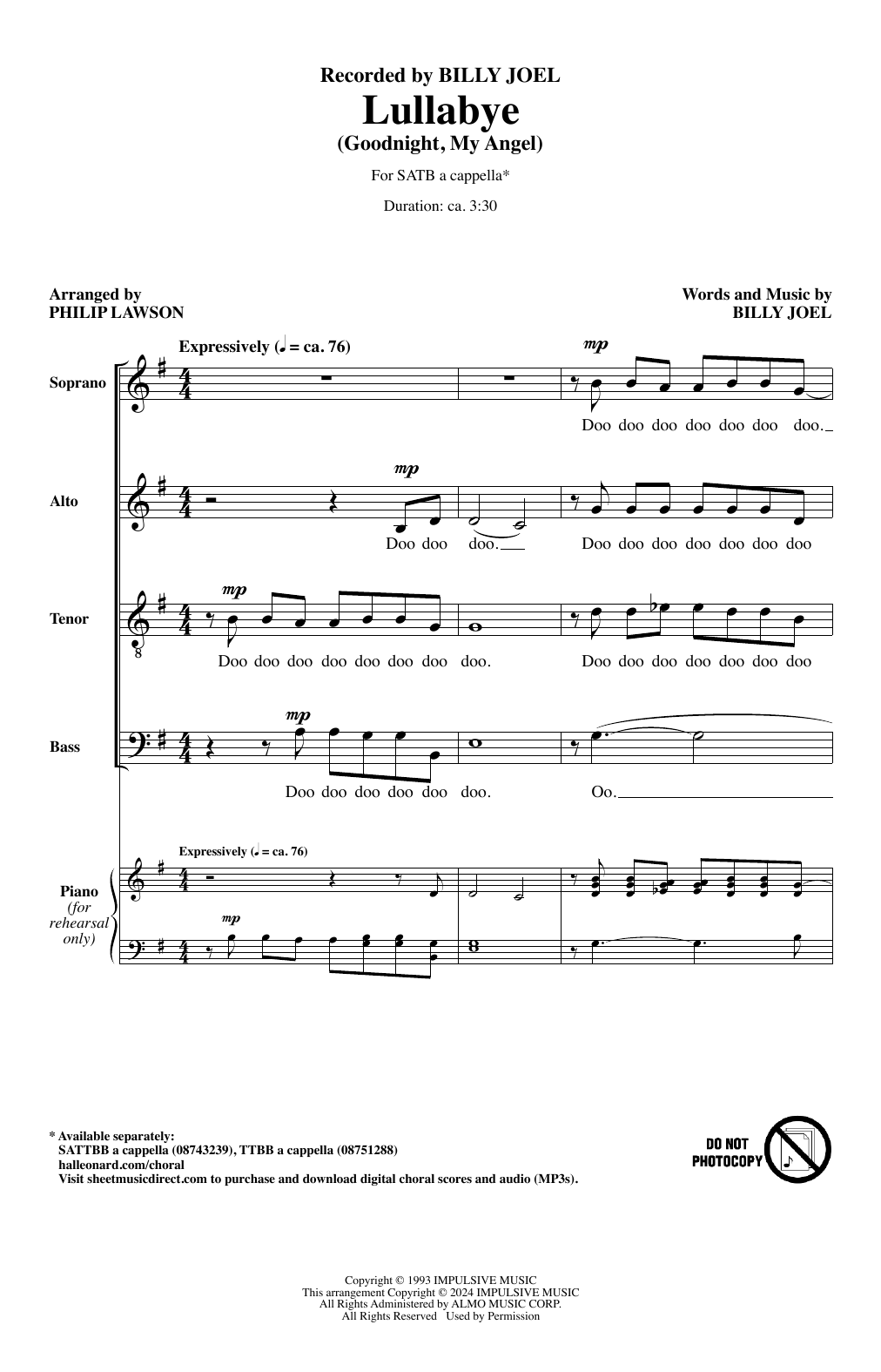 Produktbild zu: Lullabye (Goodnight, My Angel) (arr. Philip Lawson)