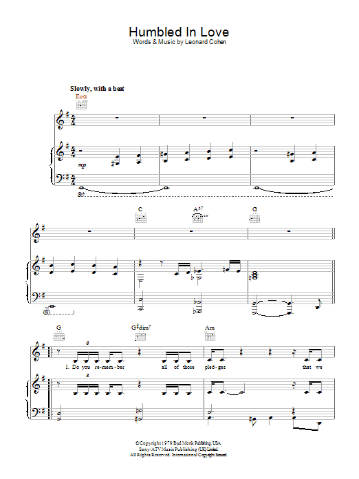 Produktgalerie: Seite 1 von 1 Humbled In Love, Leonard Cohen, Gesang, Gitarre, Klavier