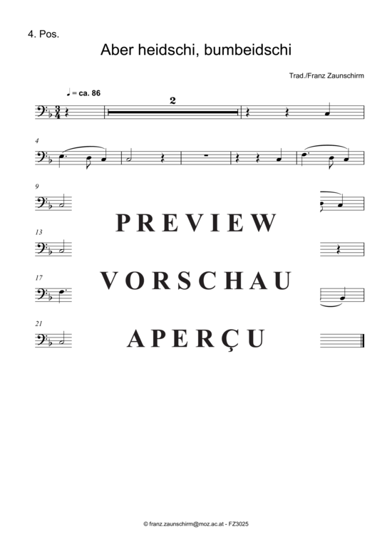 Product gallery: Page 7 of 7 Aber heidschi bum beidschi , , (Quartet for 4x trombone)