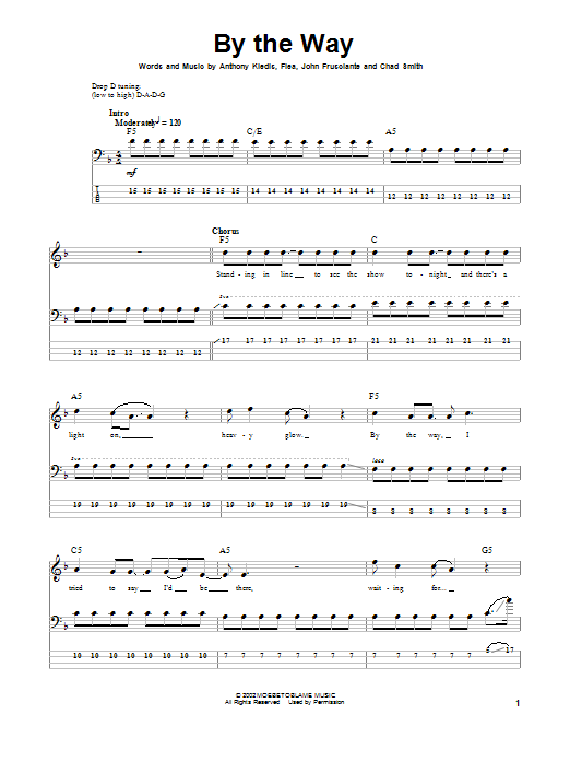 Produktgalerie: Seite 1 von 1 By The Way, Red Hot Chili Peppers, E-Bass