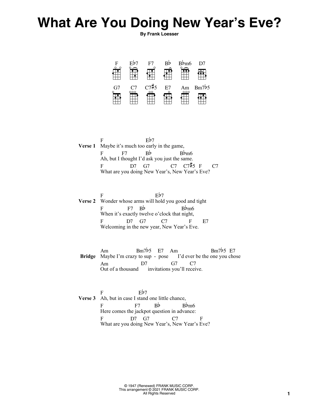 Product gallery: Page 1 of 1 What Are You Doing New Year's Eve? (arr. Fred Sokolow), Frank Loesser