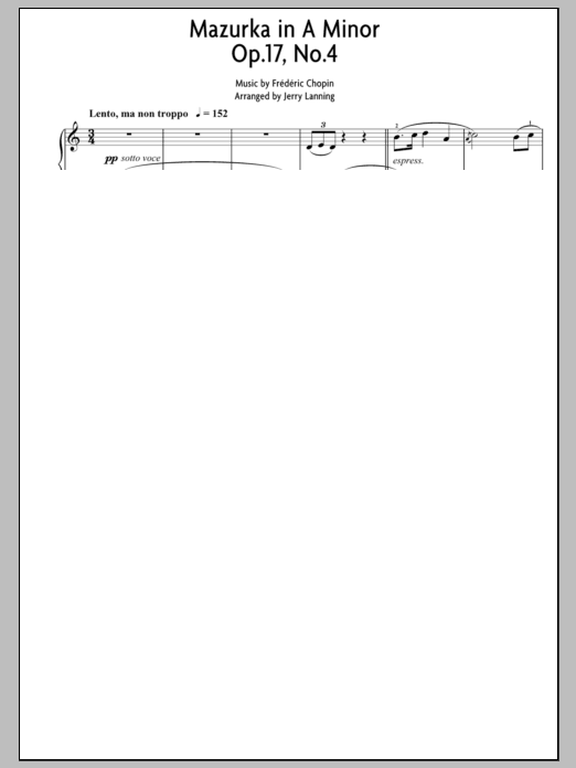 Product gallery: Page 1 of 1 Mazurka In A Minor, Op.17, No. 4, Frederic Chopin