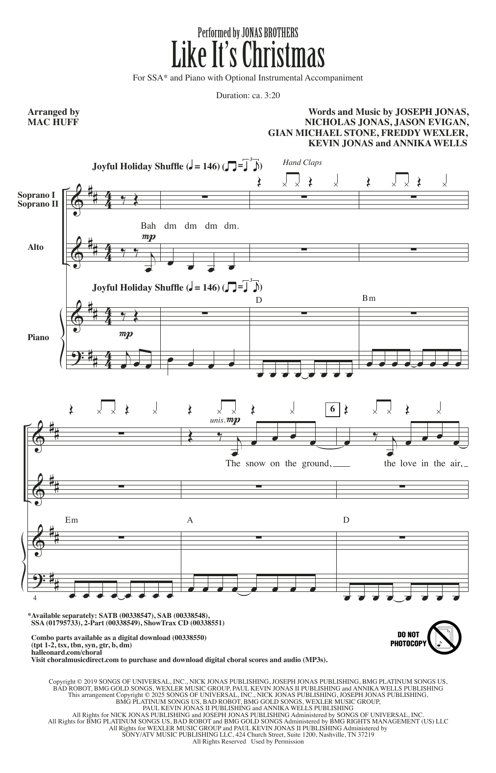 Produktgalerie: Seite 1 von 1 Like It's Christmas (arr. Mac Huff), Jonas Brothers, Chor