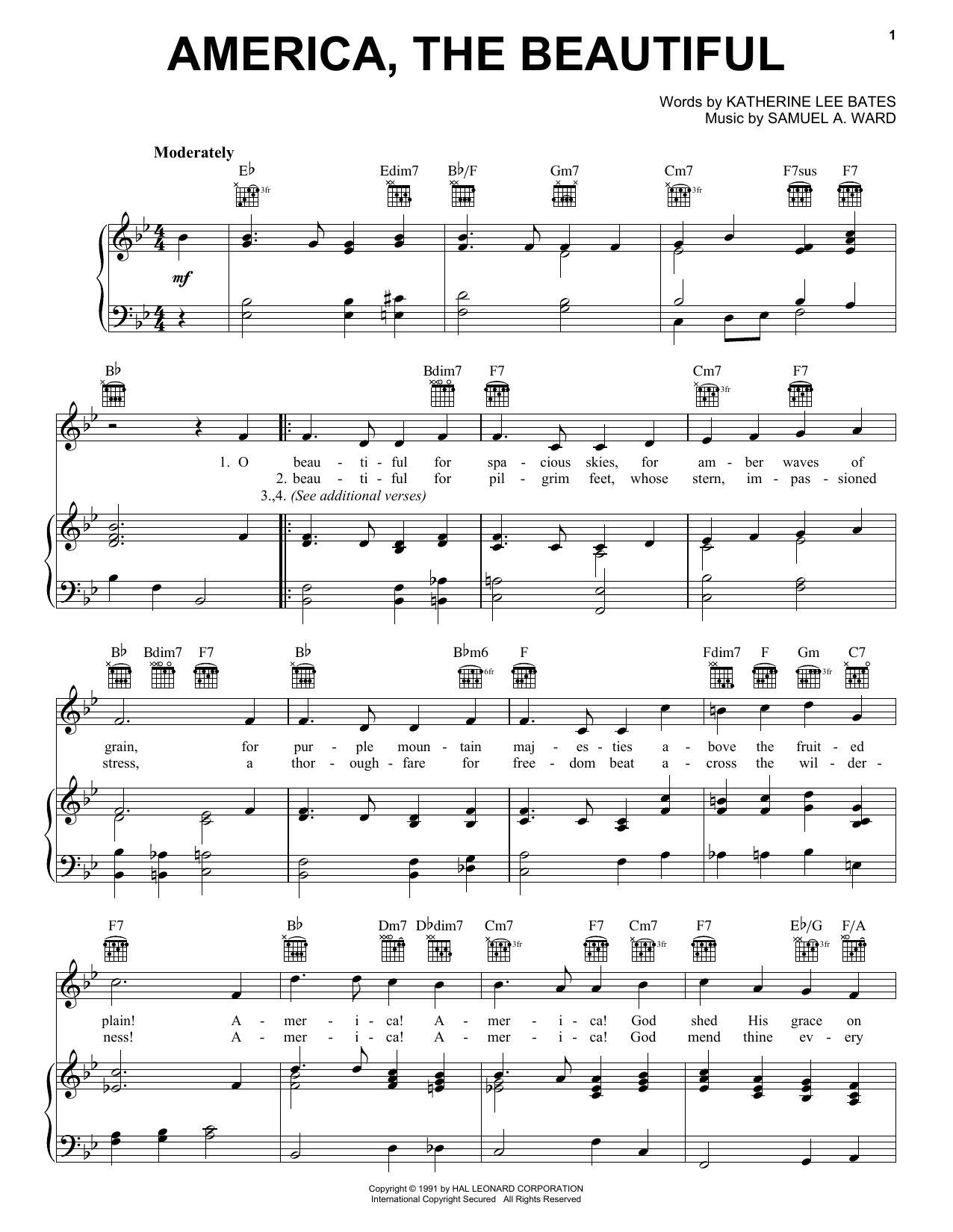 Produktgalerie: Seite 1 von 1 America, The Beautiful, Katharine Lee Bates, Gesang, Gitarre, Klavier