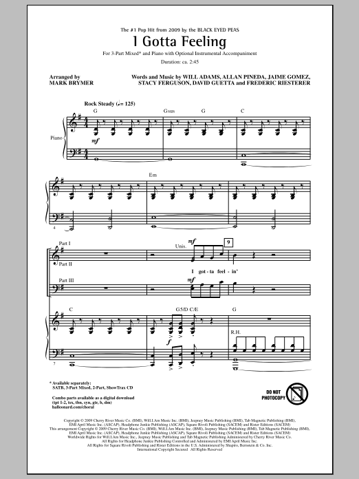 Product picture to: I Gotta Feeling (arr. Mark Brymer)