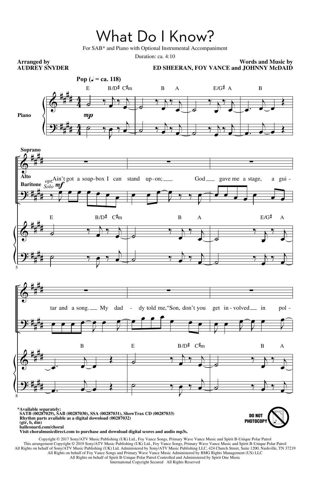 Product picture to: What Do I Know? (arr. Audrey Snyder)