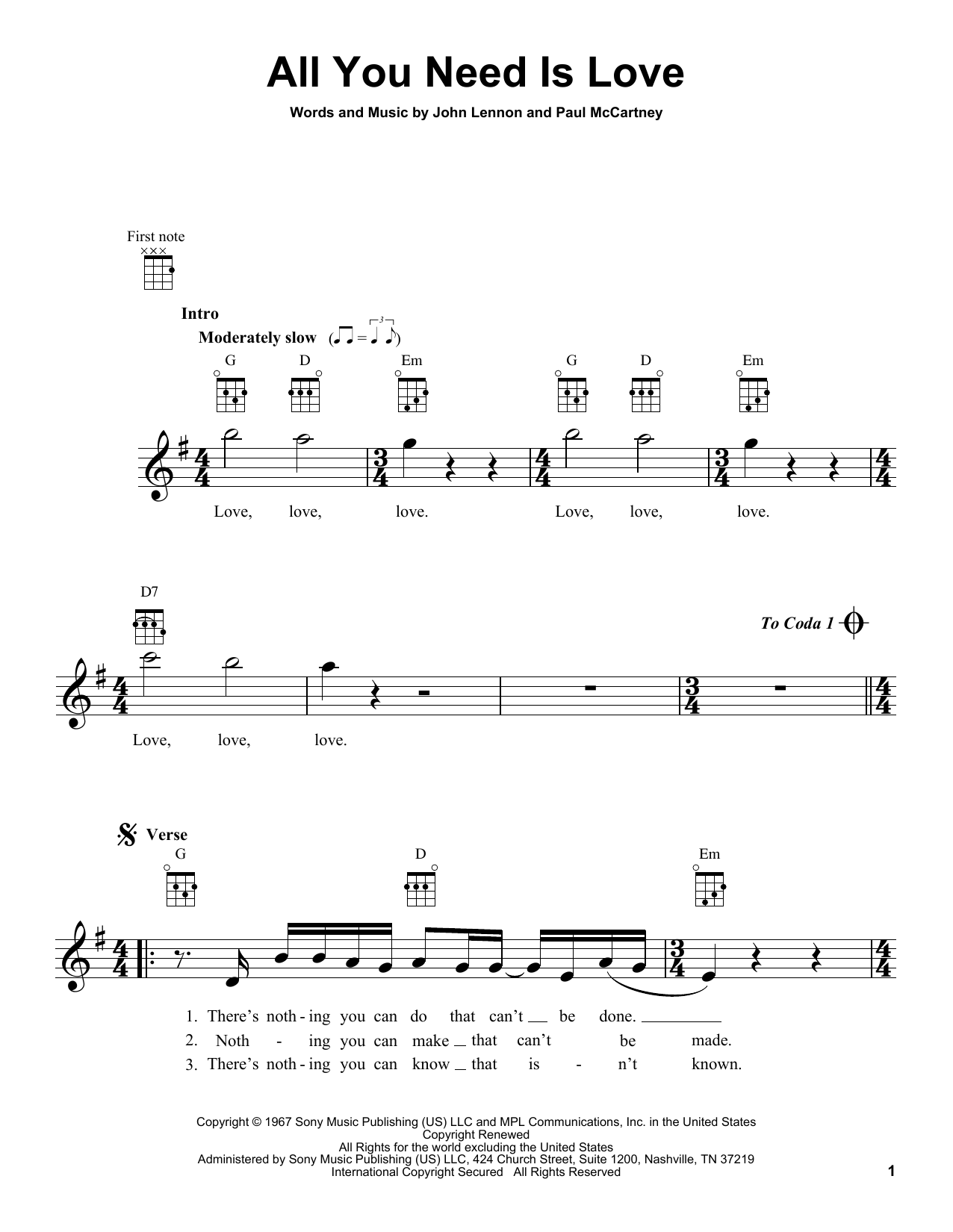 Product gallery: Page 1 of 1 All You Need Is Love, The Beatles