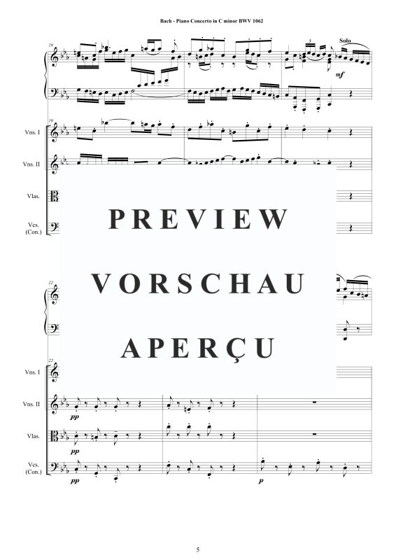 Produktgalerie: Seite 6 von 11 Klavierkonzert C-Moll BWV 1062, , Klavier Solo und Streichorchester
