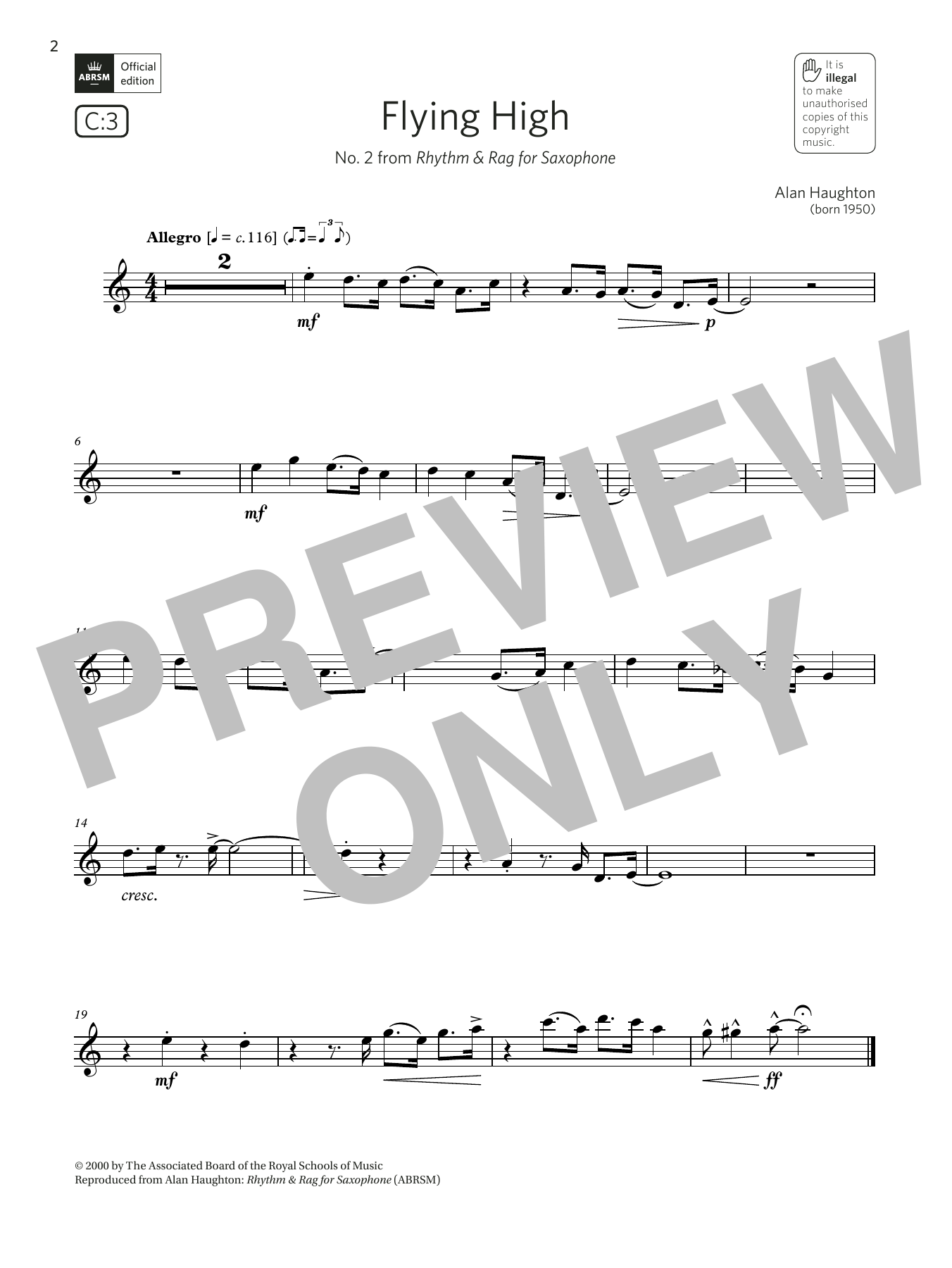 Product gallery: Page 1 of 1 Flying High (No. 2 from Rhythm & Rag) (Grade 2 List C3 from the ABRSM Saxophone syllabus from 2022), Alan Haughton