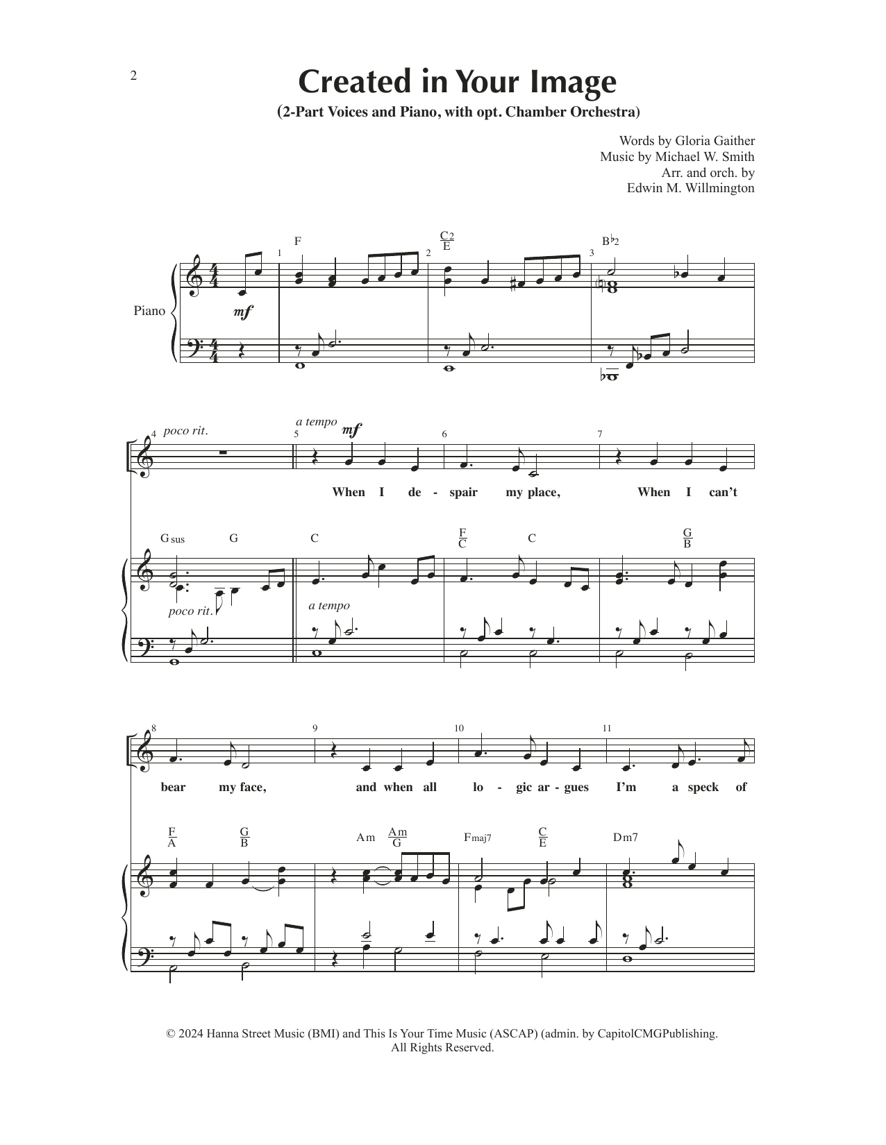 Produktbild zu: Created In Your Image (arr. Edwin M. Willmington)