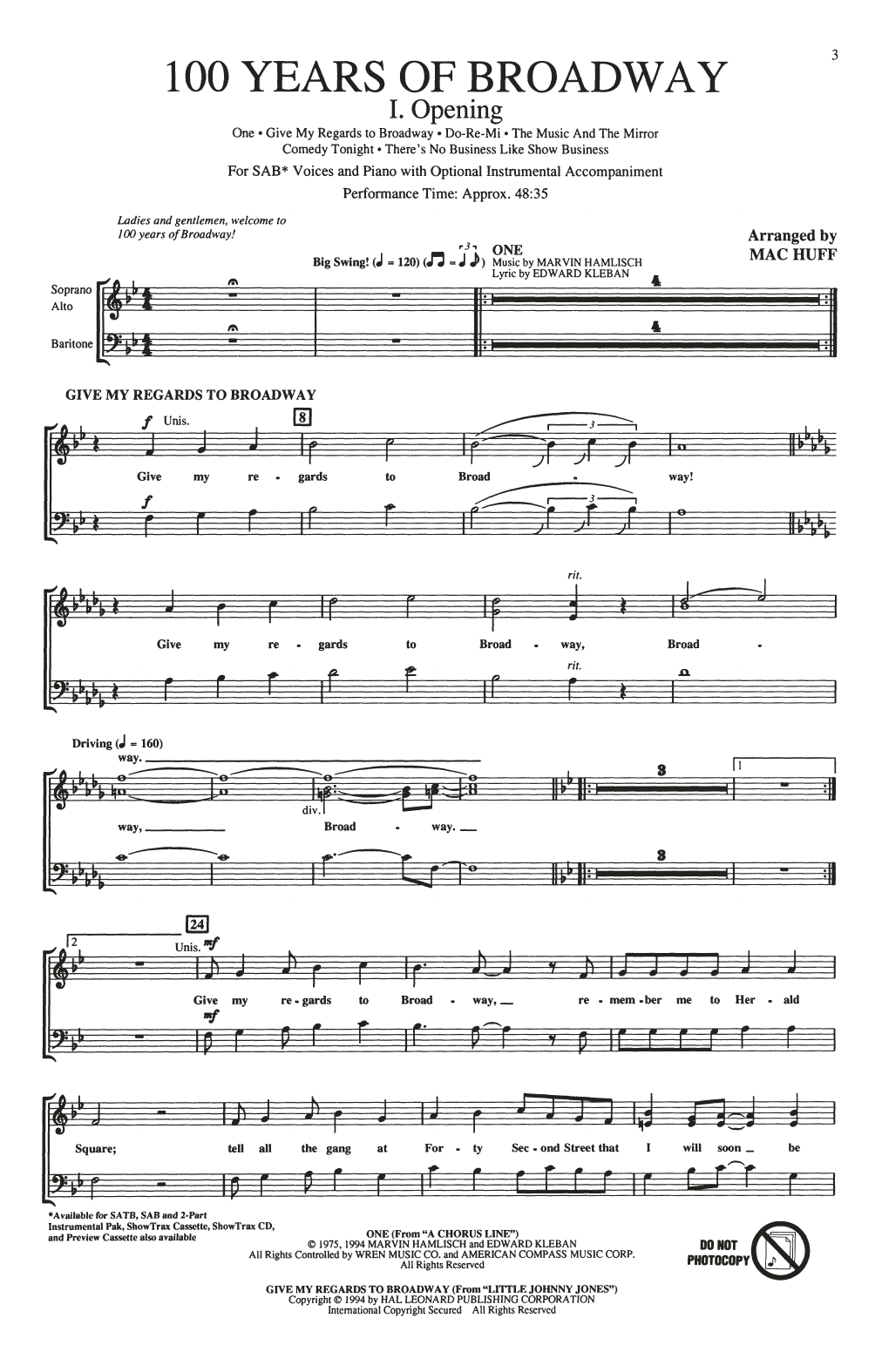 Product picture to: 100 Years of Broadway (Medley) (Singer's Edition)