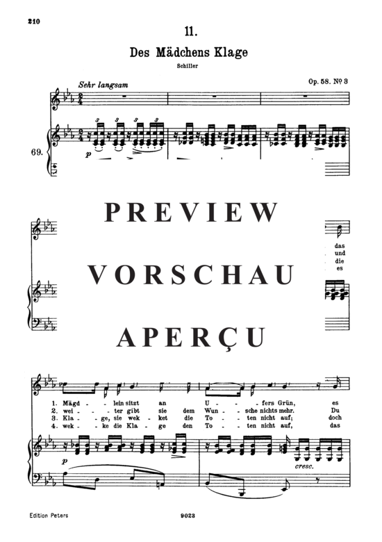 Product gallery: Page 2 of 3 Des Mädchens Klage D.191, , High Voice and Piano