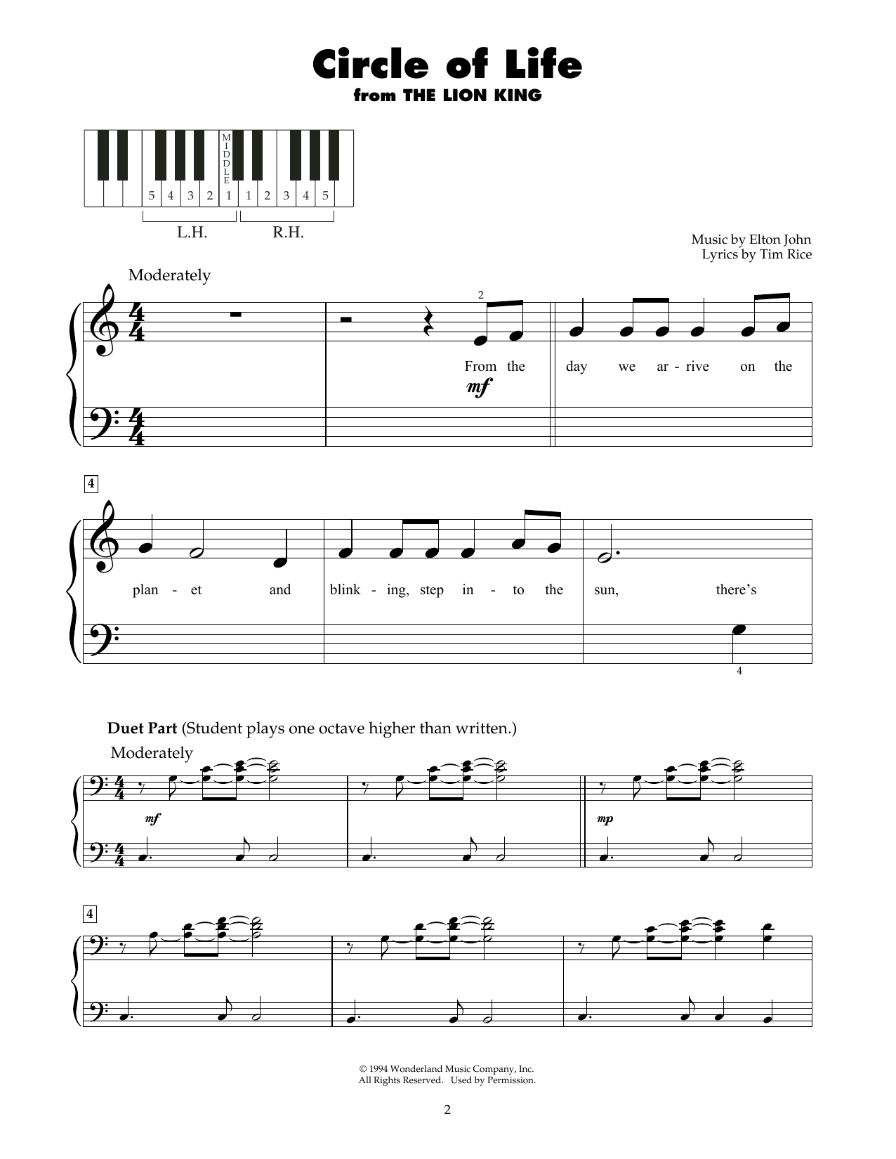 Produktgalerie: Seite 1 von 1 Circle Of Life (from The Lion King), Elton John, Klavier