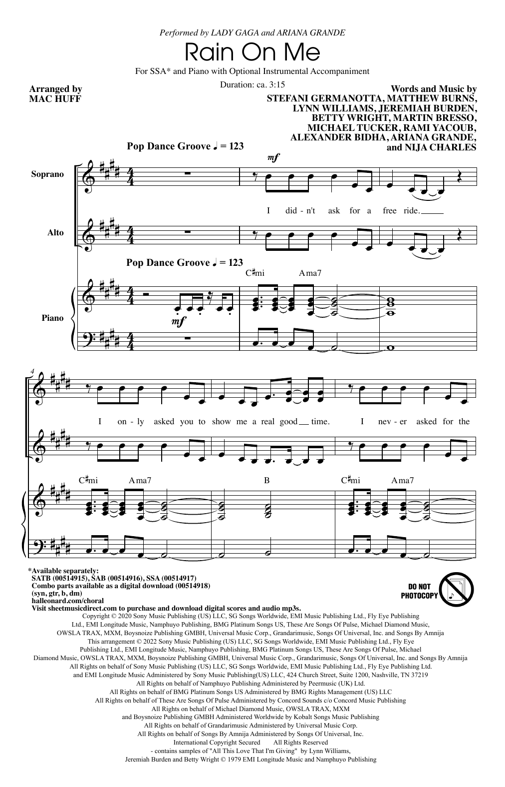 Produktgalerie: Seite 1 von 1 Rain On Me (arr. Mac Huff), Lady Gaga & Ariana Grande, Chor
