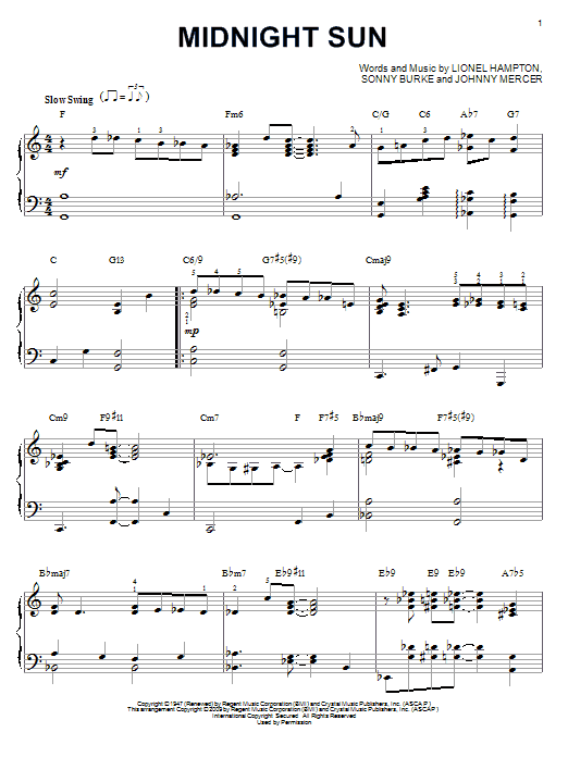 Product gallery: Page 1 of 1 Midnight Sun [Jazz version] (arr. Brent Edstrom), Lionel Hampton