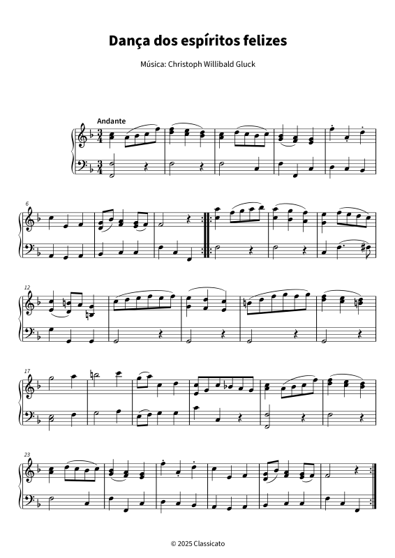 gallery: Dança dos espíritos felizes - versão simplificada, , Klavier Solo