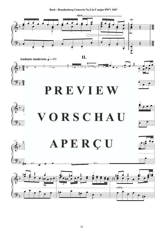 Product gallery: Page 11 of 11 Brandenburg Concerto No. 2 in F major BWV 1047, , Solo Piano