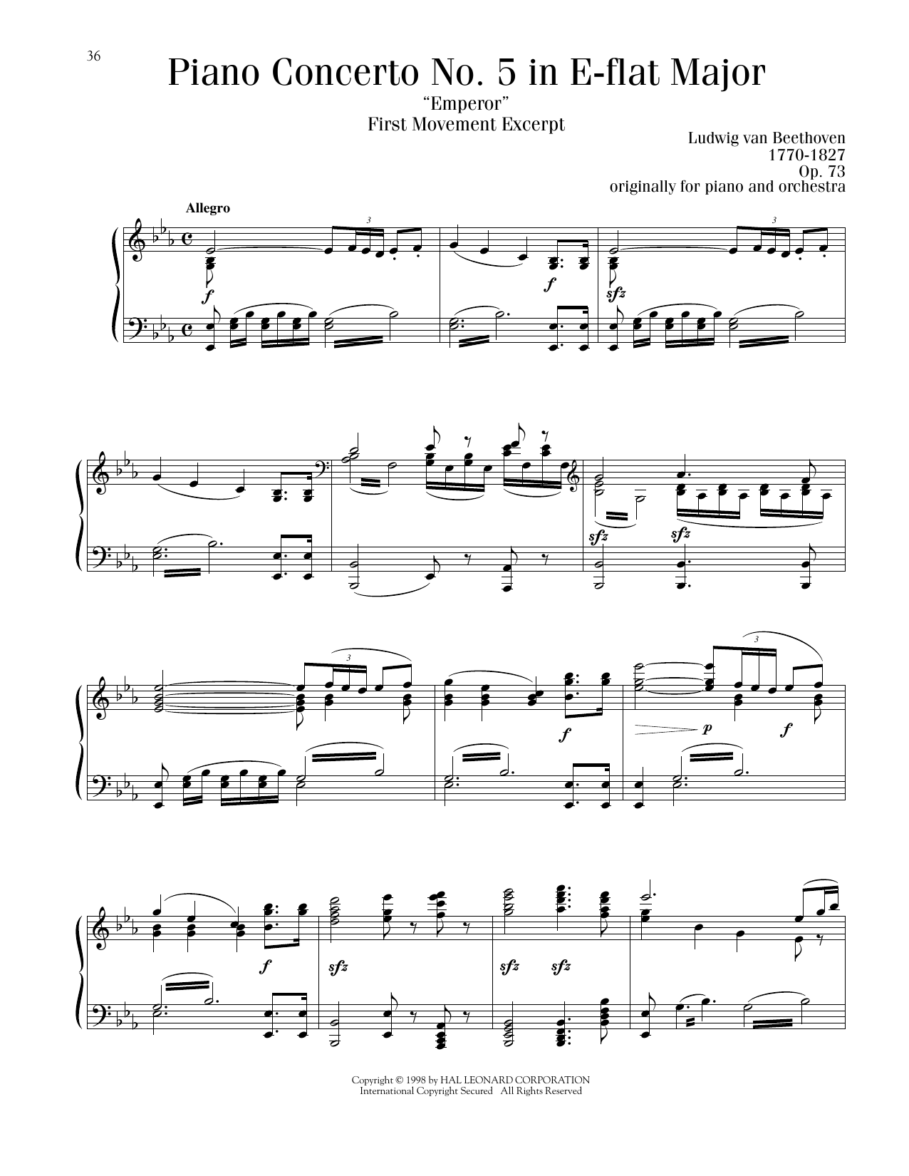 Product picture to: Piano Concerto No. 5 In E-flat Major ("Emperor")