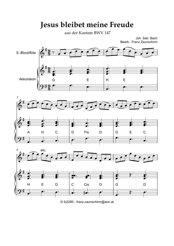Product picture to: Jesus bleibet meine FreudeJohann Sebastian Bach