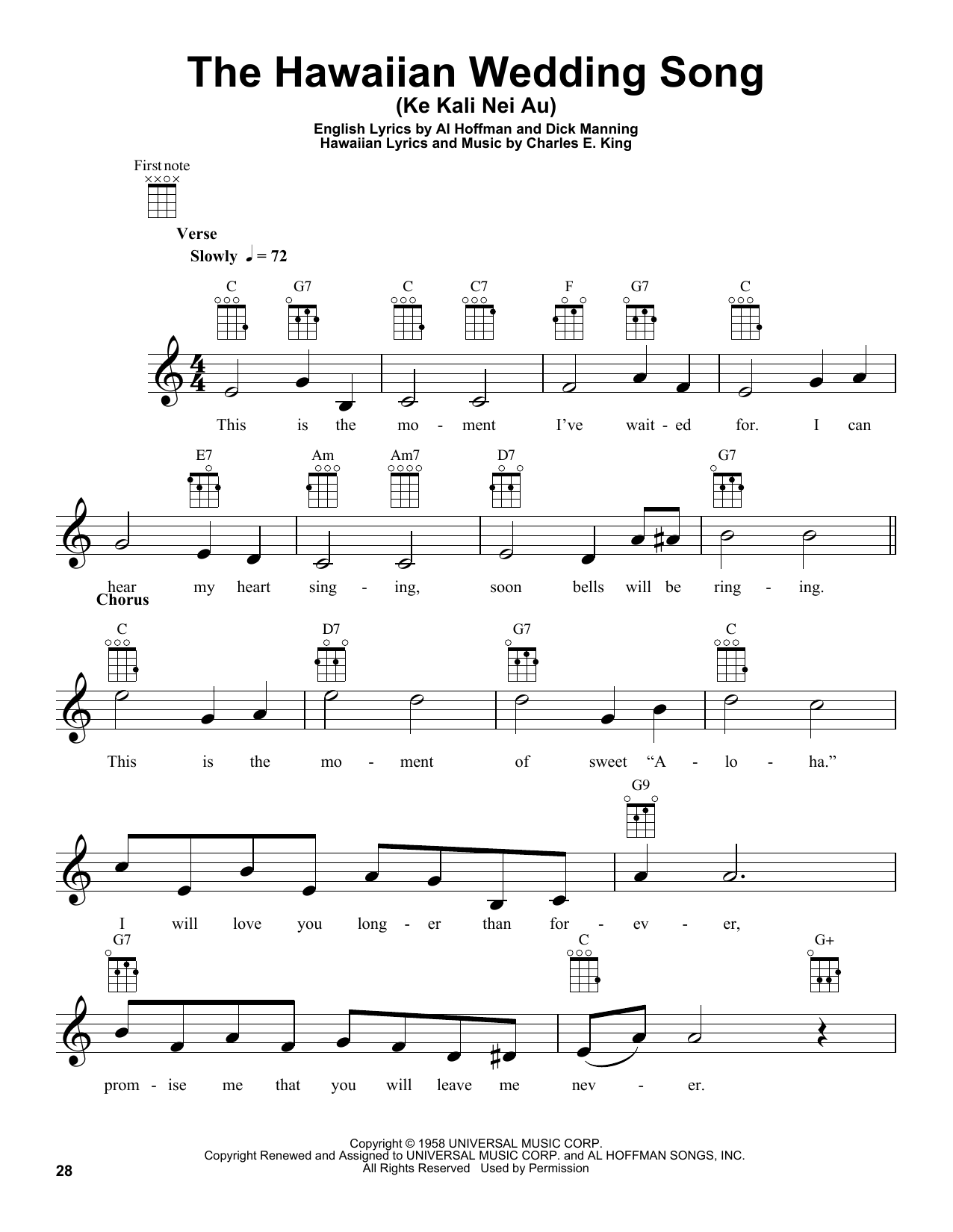 Product gallery: Page 1 of 1 The Hawaiian Wedding Song (Ke Kali Nei Au), Andy Williams