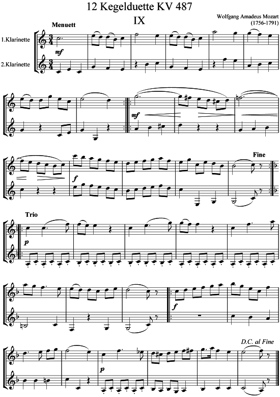 Product picture to: Kegelduette KV 487 Nr. 9Wolfgang Amadeus Mozart (1756-1791)