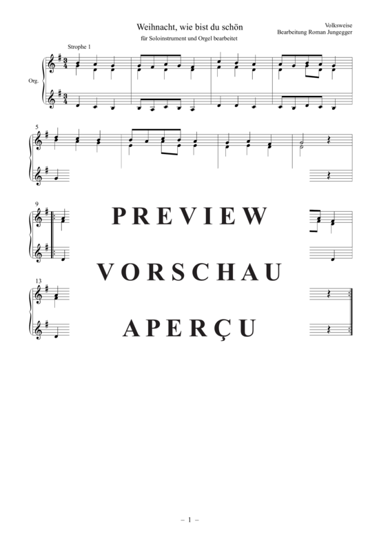 gallery: Weihnacht, wie bist du schön, für Soloinstrument und Orgel bearbeitet , , (Melodieinstrument in C + Orgel)