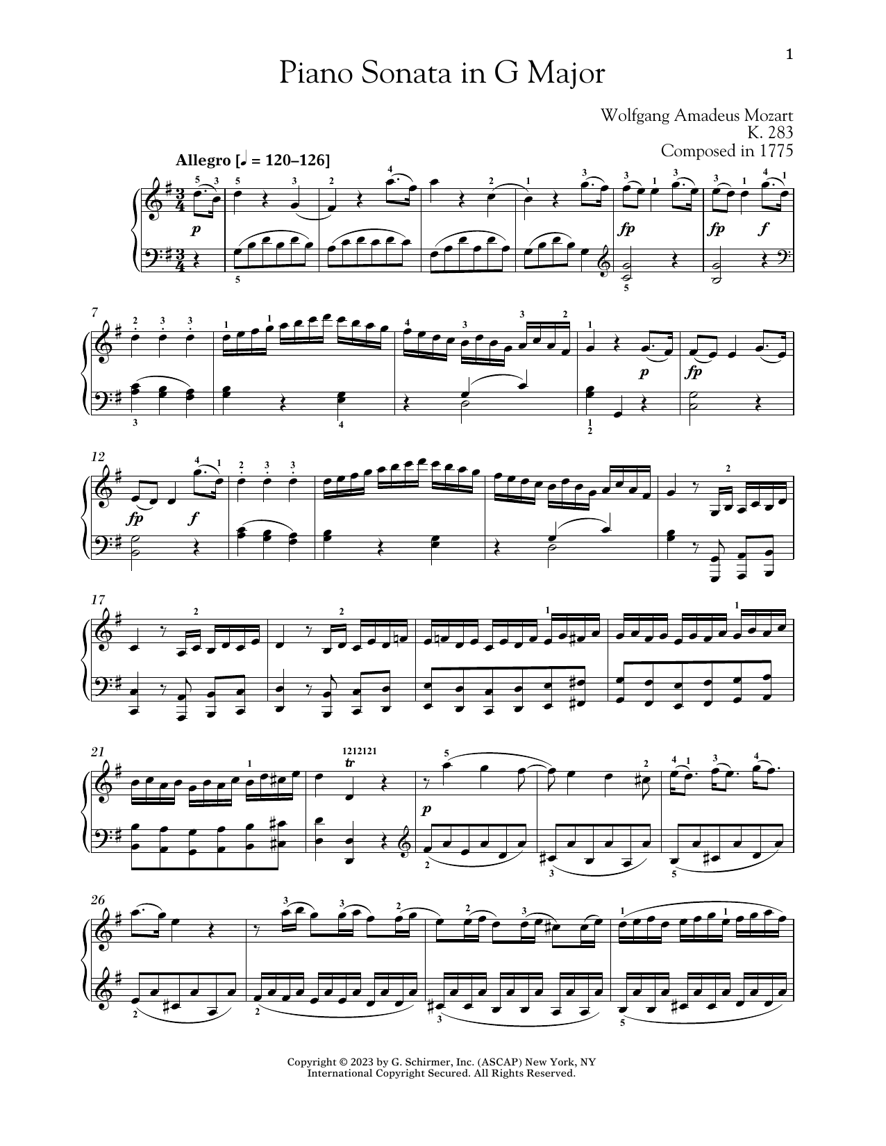 Produktbild zu: Piano Sonata In G Major, K. 283