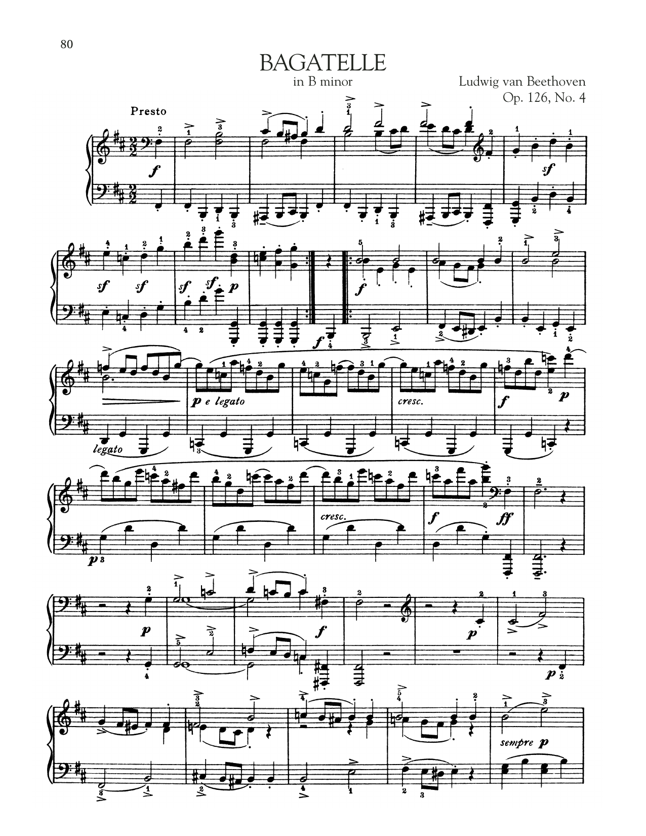Product gallery: Page 1 of 1 Bagatelle In B Minor, Op. 126, No. 4, Ludwig Van Beethoven