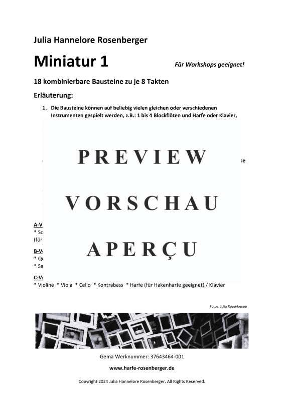 gallery: Miniatur 1, , (18 building blocks for harp/piano 1-4 recorders)