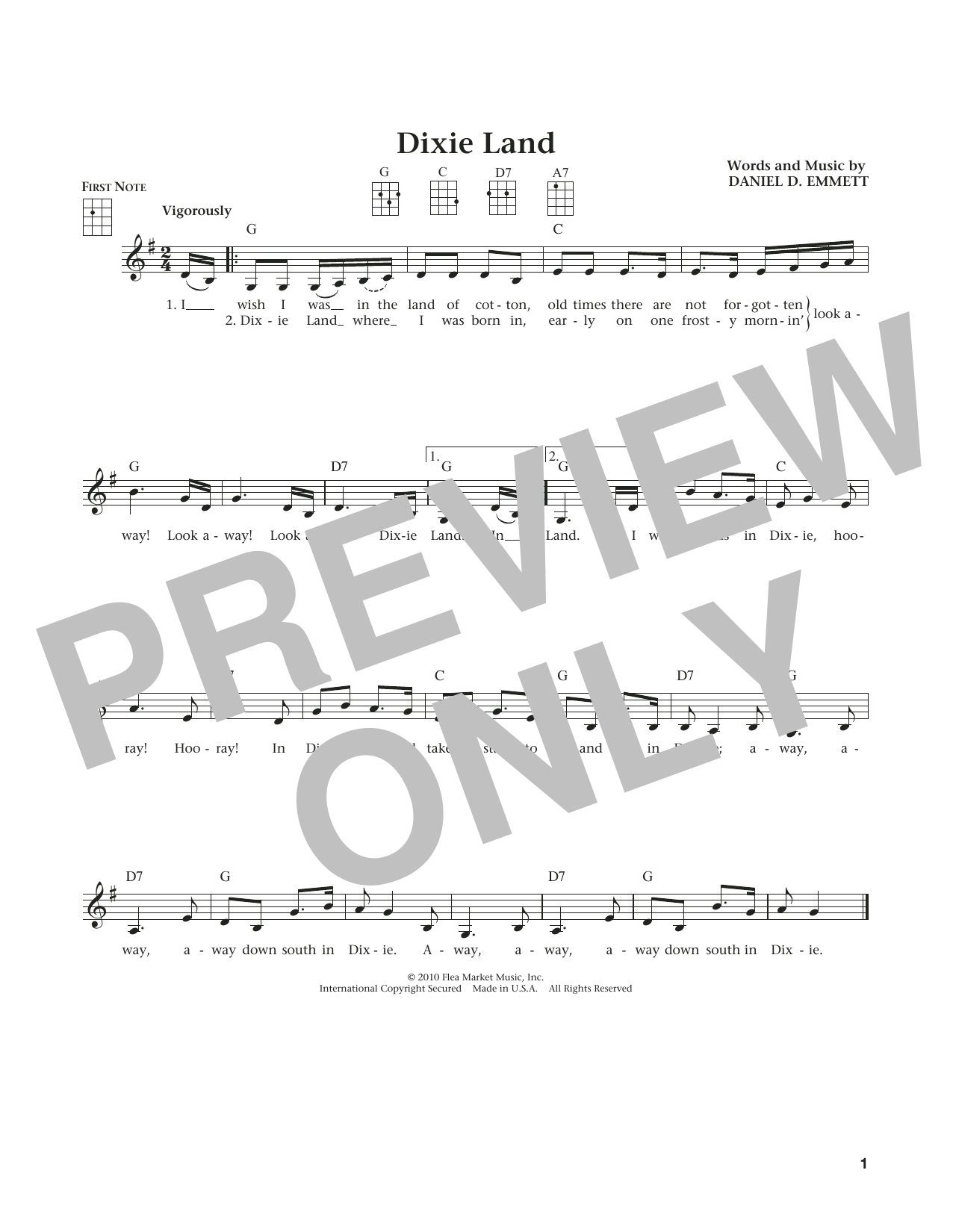 Product gallery: Page 1 of 1 Dixie Land (from The Daily Ukulele) (arr. Liz and Jim Beloff), Daniel Emmitt