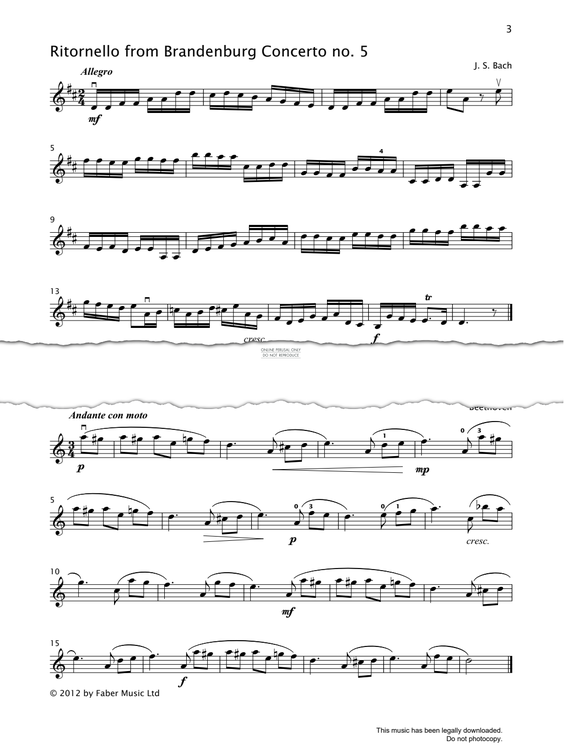 Produktgalerie: Seite 1 von 1 Ritornello (from 'Brandenburg Concerto No.5'), Johann Sebastian Bach, Violine