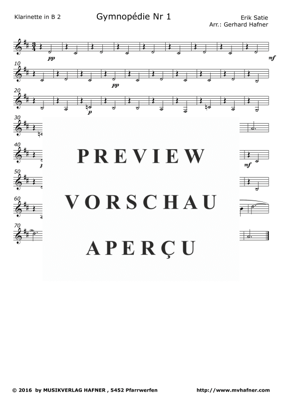 Product gallery: Page 8 of 11 Gymnopedie No. 1, , (Clarinet Quintet)
