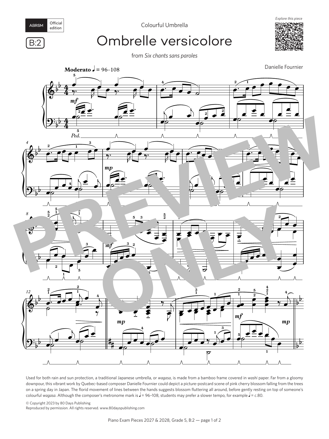 Produktbild zu: Ombrelle versicolore (Grade 5, list B2, from the ABRSM Piano Syllabus 2027 & 2028)