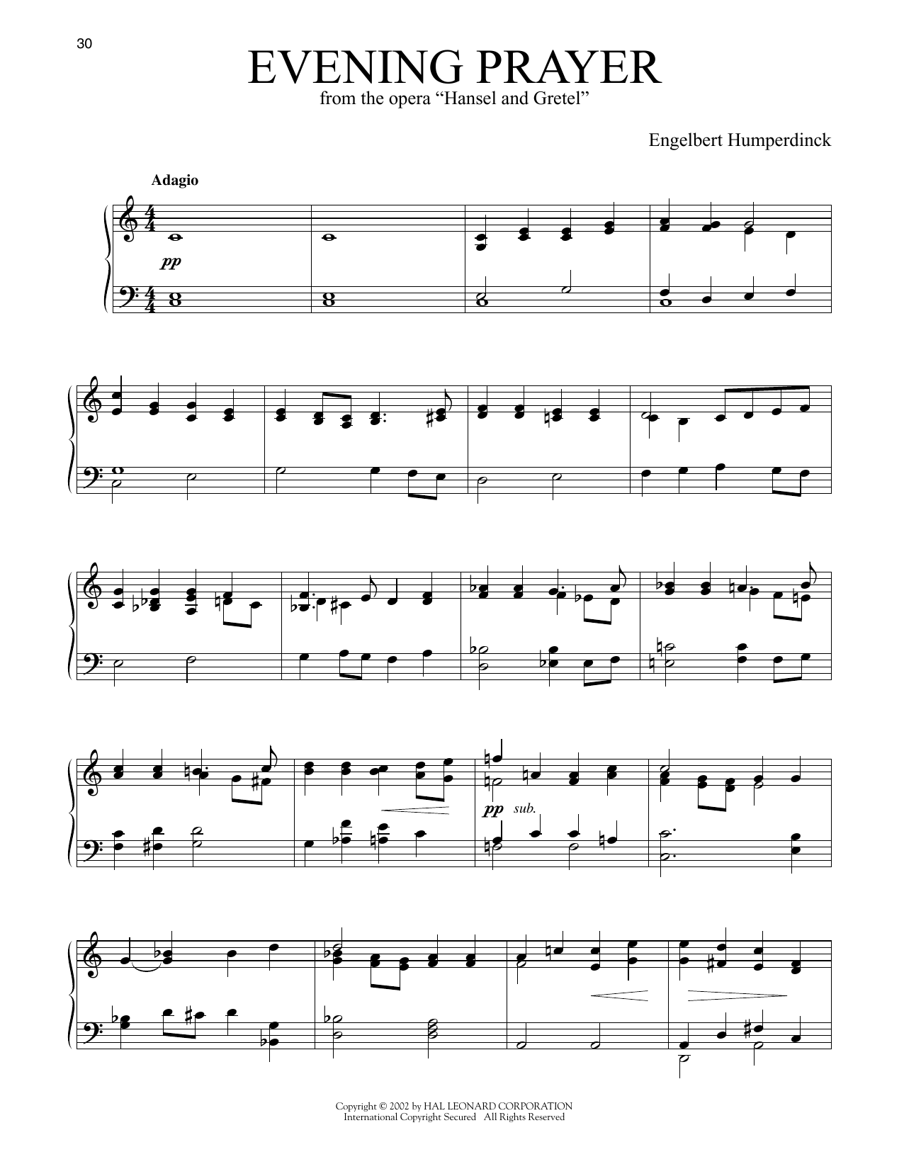 Produktgalerie: Seite 1 von 1 Evening Prayer, Engelbert Humperdinck, Klavier