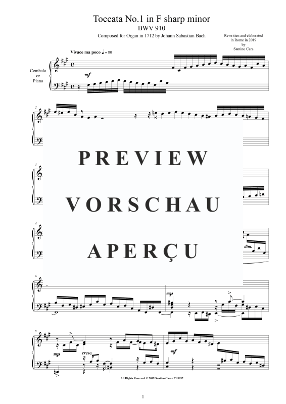 Produktgalerie: Seite 2 von 9 Toccata Nr. 1 Fis-Moll BWV 910, , Cembalo/Klavier Solo