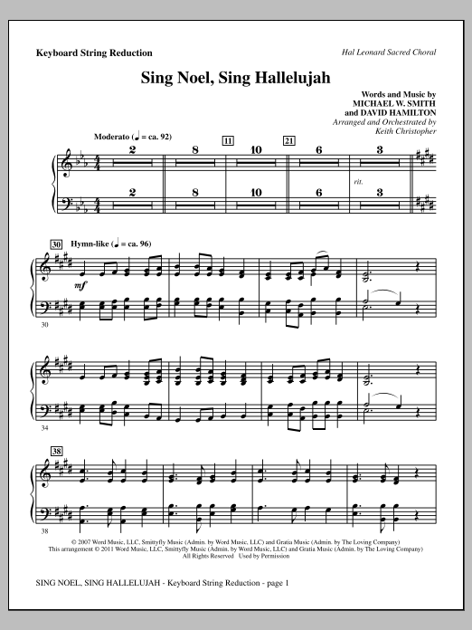 Product picture to: Sing Noel, Sing Hallelujah - Keyboard String Reduction