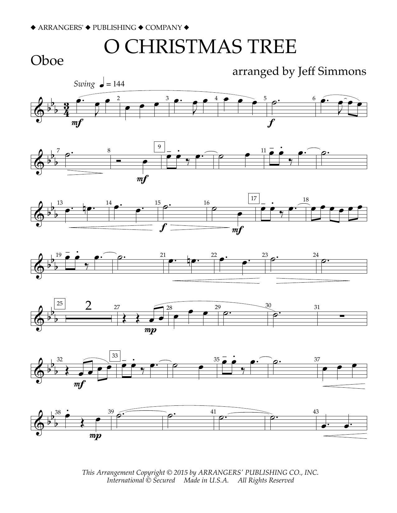 Product gallery: Page 1 of 1 O Christmas Tree - Oboe, Jeff Simmons