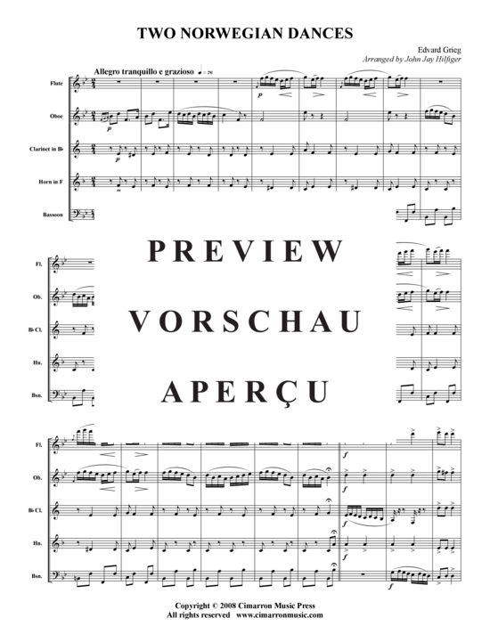 Produktgalerie: Seite 2 von 17 Zwei Norwegische Tänze , , (Holzbläser-Quintett)