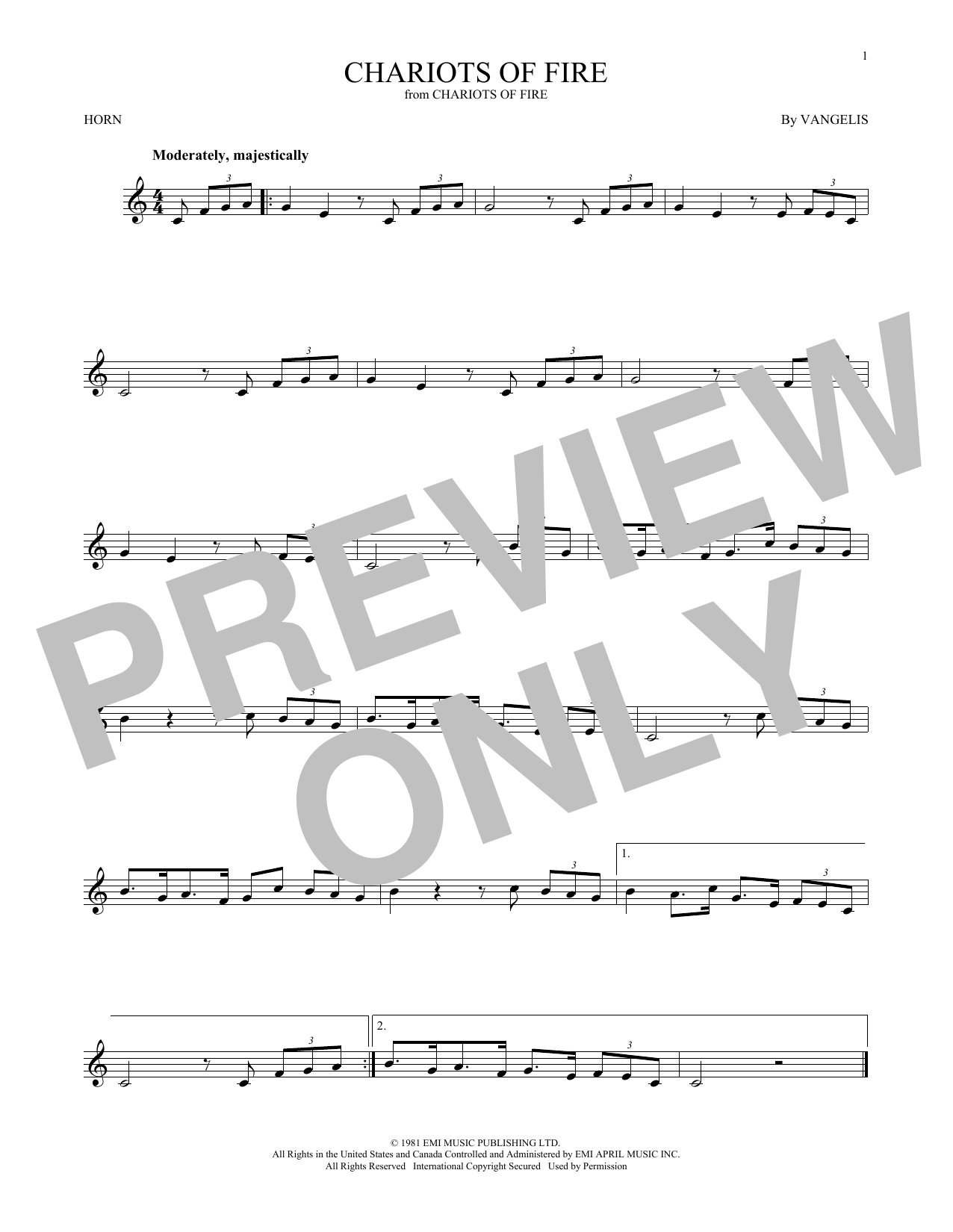 Produktgalerie: Seite 1 von 1 Chariots Of Fire, Vangelis, Horn