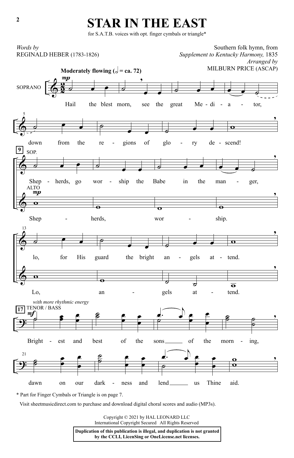 Product gallery: Page 1 of 1 Star In The East (arr. Milburn Price), Southern Folk Hymn