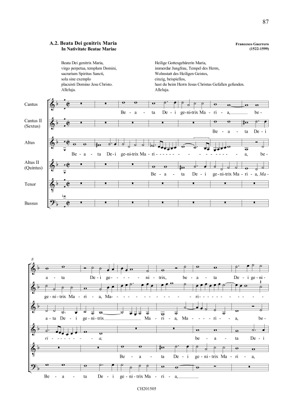 Product picture to: Beata Die genitrix / Ora pro populoTomás Luis de Victoria