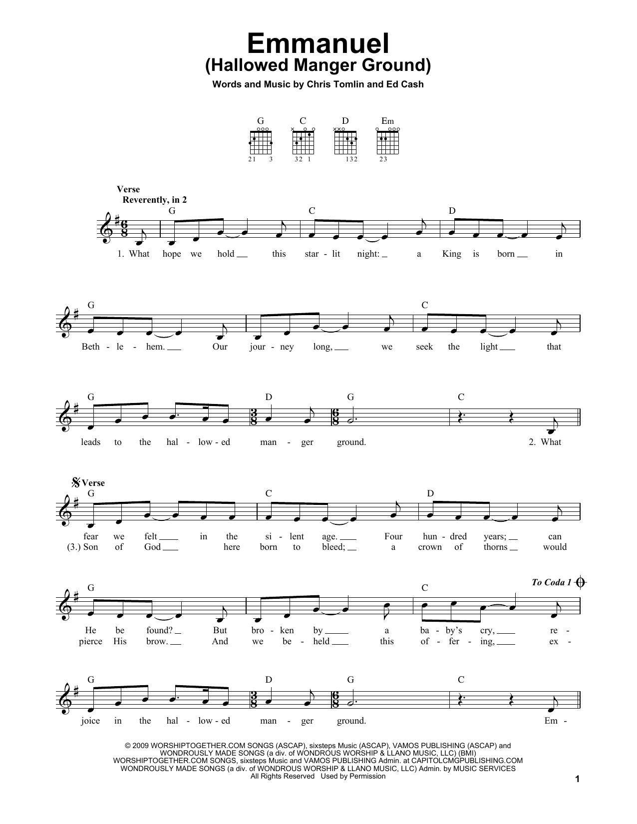 Product gallery: Page 1 of 1 Emmanuel (Hallowed Manger Ground), Chris Tomlin