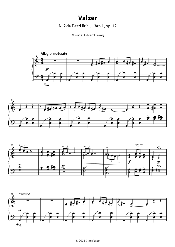Product gallery: Page 1 of 7 Valzer - N. 2 da Pezzi lirici, Libro 1, op. 12, , Piano Solo