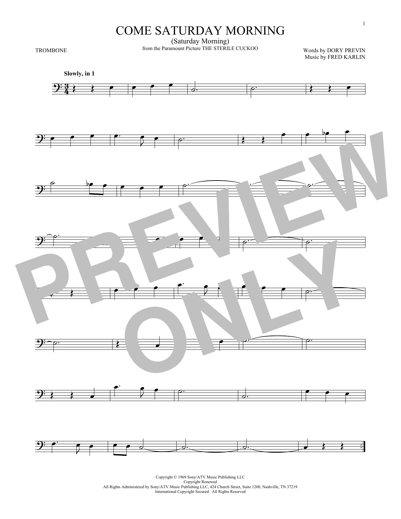 Product gallery: Page 1 of 1 Come Saturday Morning (Saturday Morning), Dory Previn