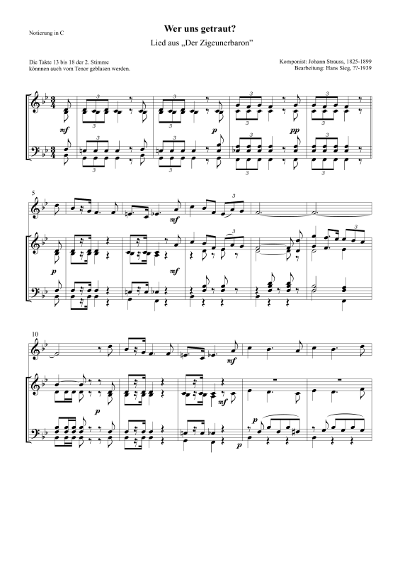 Product picture to: Wer uns getraut? (Lied aus „Der Zigeunerbaron”)Johann Strauss