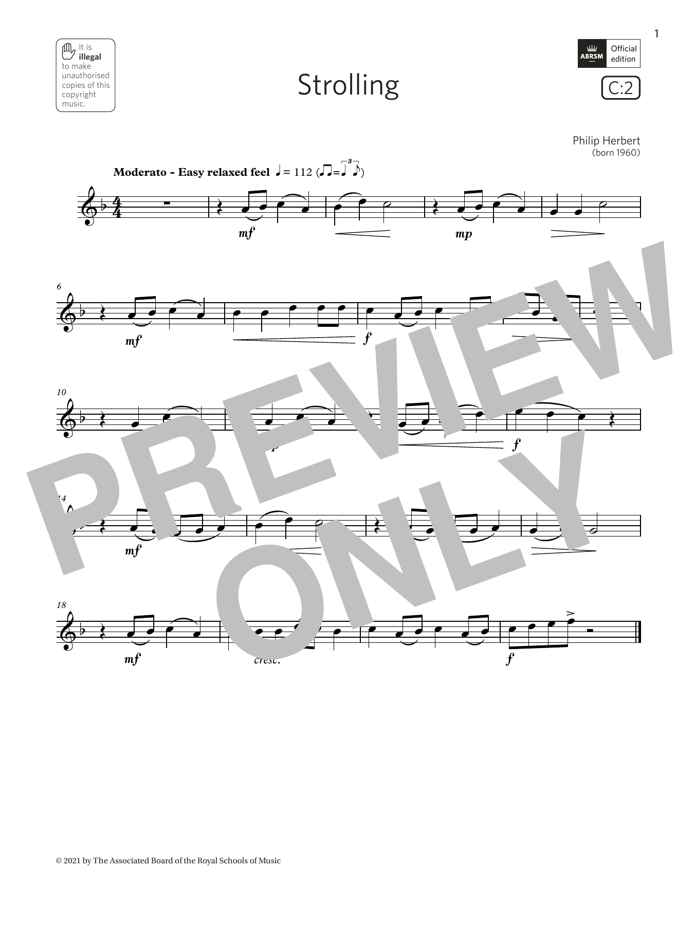 Product gallery: Page 1 of 1 Strolling (Grade 1 List C2 from the ABRSM Saxophone syllabus from 2022), Philip Herbert