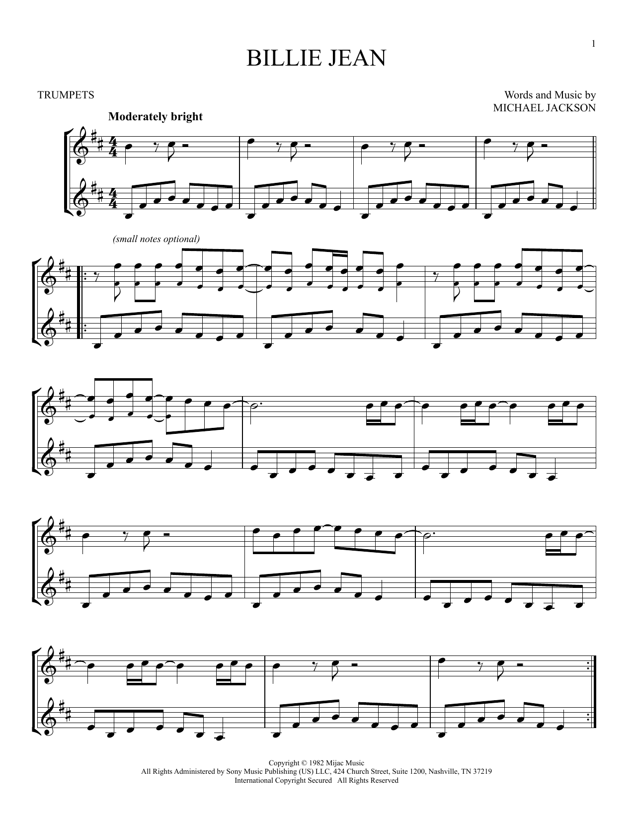 Produktgalerie: Seite 1 von 1 Billie Jean, Michael Jackson, Trompete