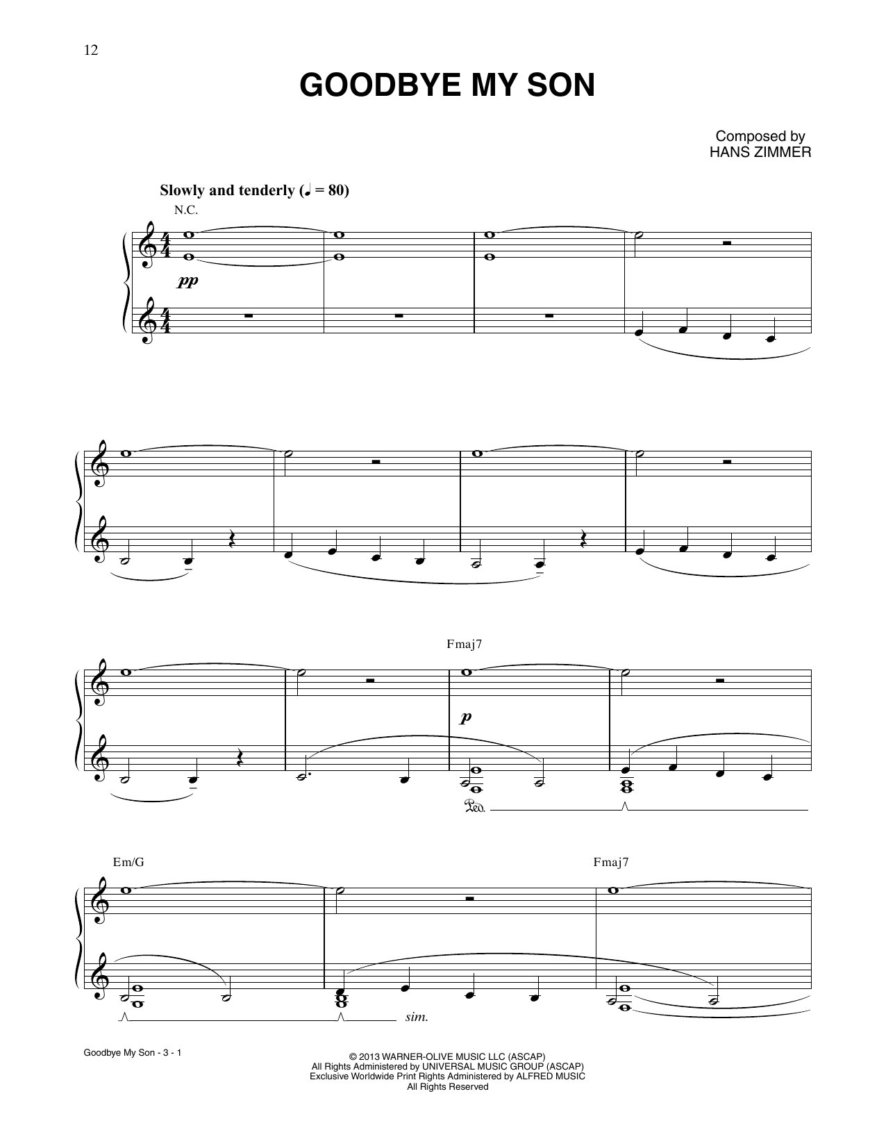 Produktbild zu: Goodbye My Son (from Man Of Steel)